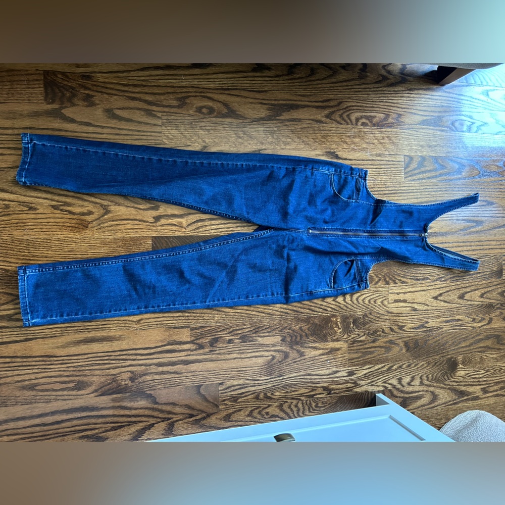 Free People Denim Zip-Front Jumpsuit